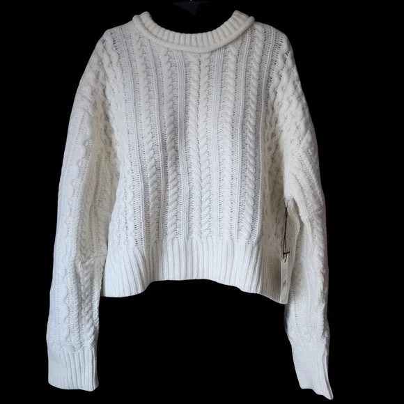 RE/DONE Natural Crewneck Cable Knit Pullover Sweater Medium Preppy Cabin NWT$495 - Picture 2 of 12